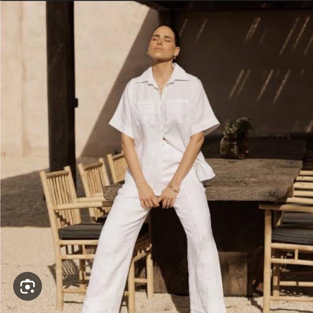 DISSH FELIX WHITE LINEN POCKET SHIRT